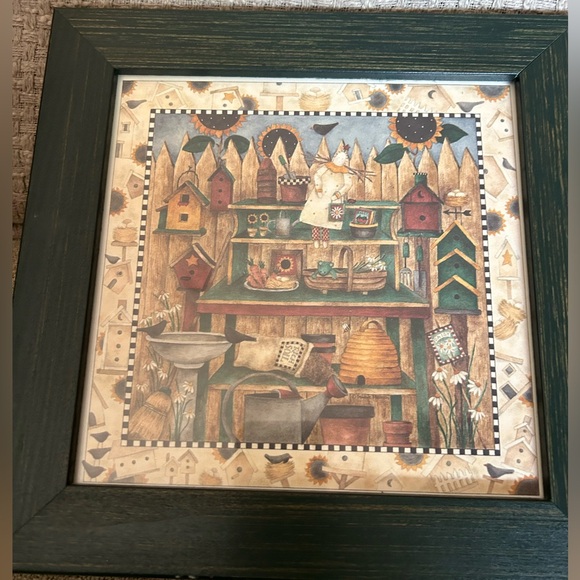 Debbie Mumm Vintage Farmhouse Country Birdhouses Framed Wall Hanging Pictures - Picture 2 of 14